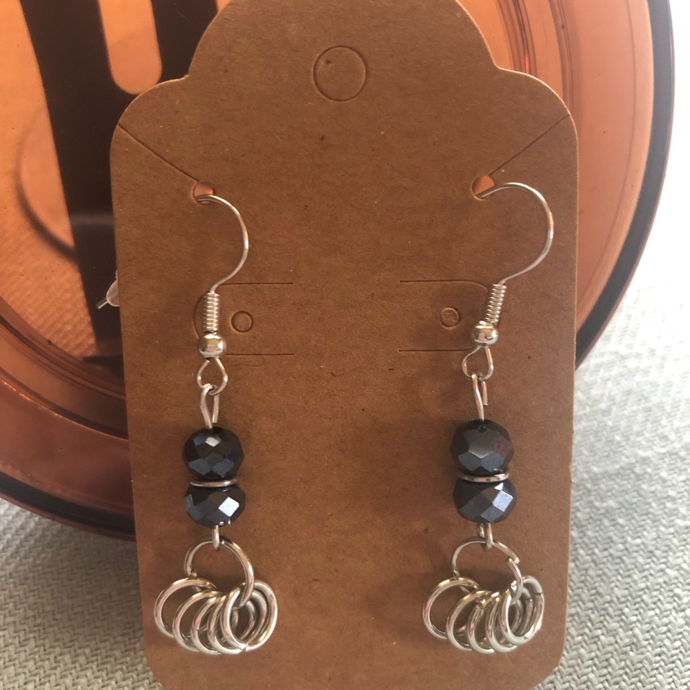 Elegant Black and Silver Dangle Earrings